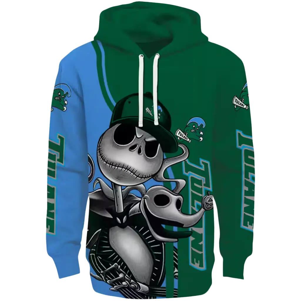 tulane green wave jack skellington green hoodie best selling tulane green wave jack skellington green hoodie best selling