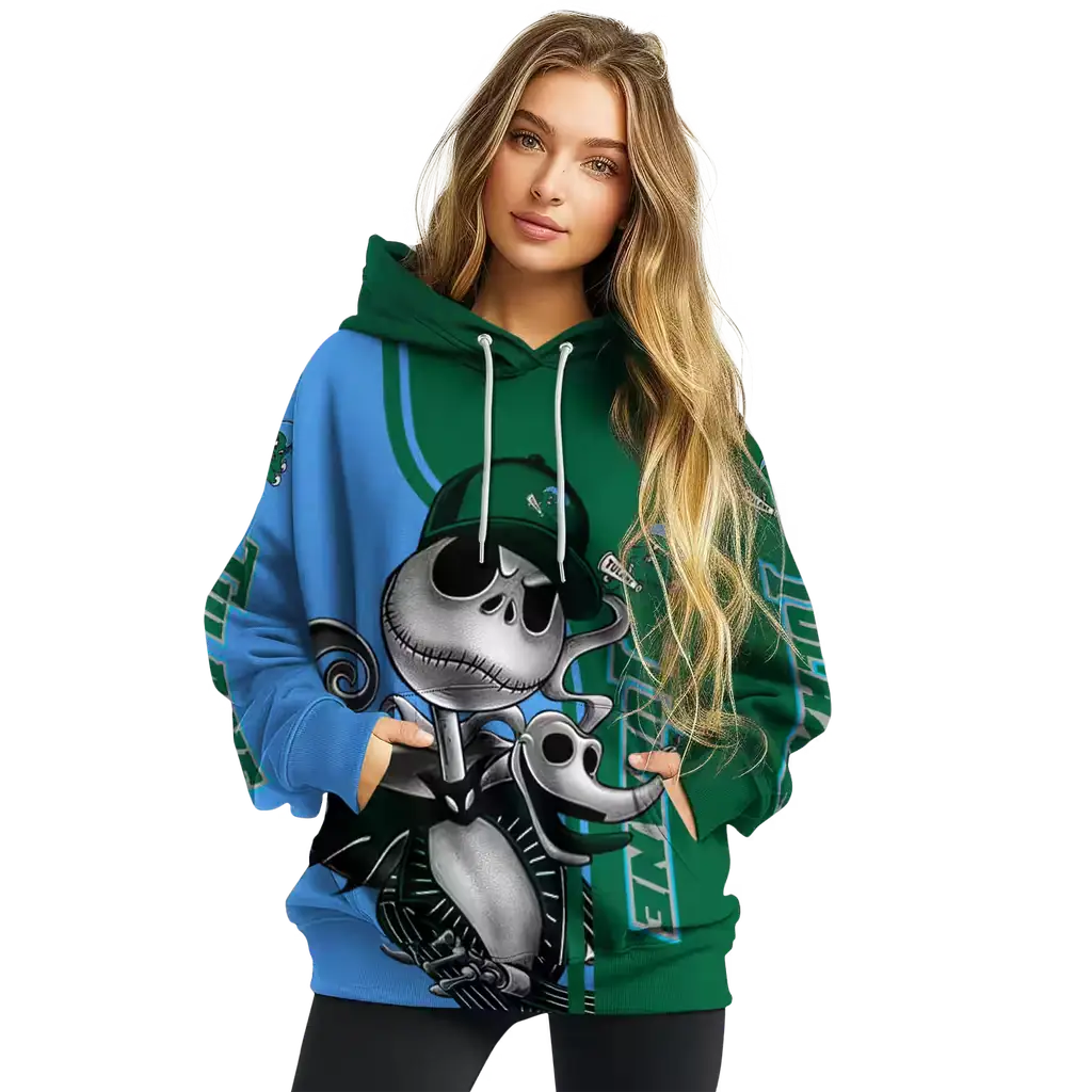 tulane green wave jack skellington green hoodie high quality tulane green wave jack skellington green hoodie high quality