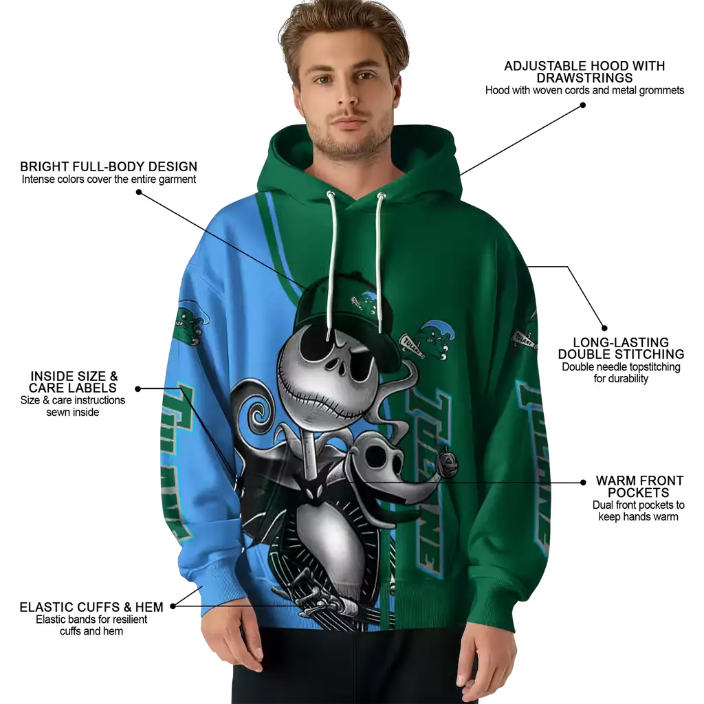 tulane green wave jack skellington green hoodie latest model tulane green wave jack skellington green hoodie latest model