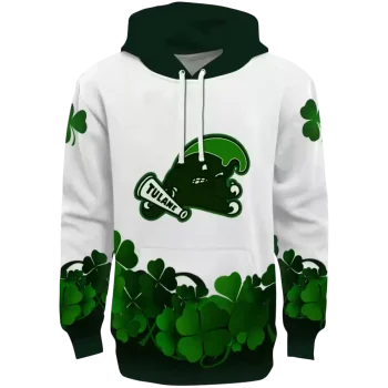 tulane green wave lucky motif white green hoodie best selling