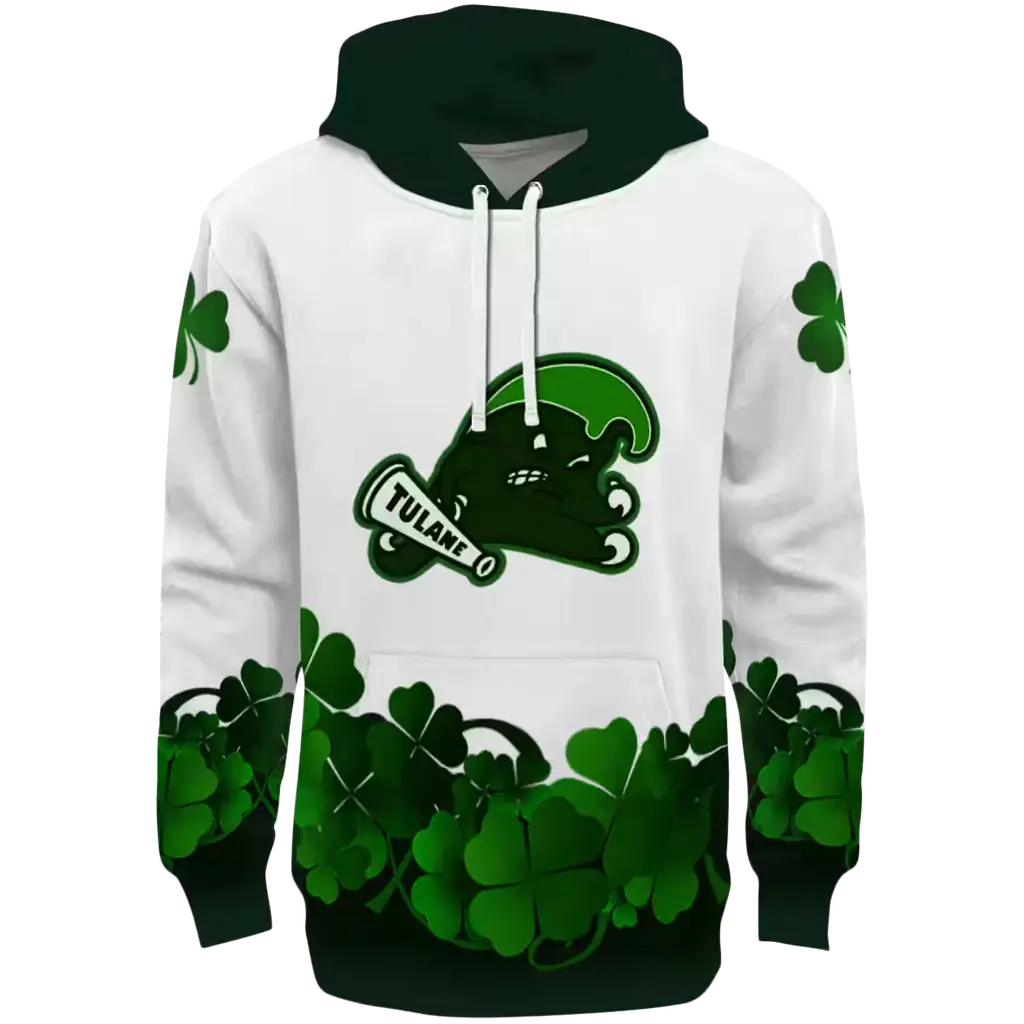 tulane green wave lucky motif white green hoodie best selling tulane green wave lucky motif white green hoodie best selling
