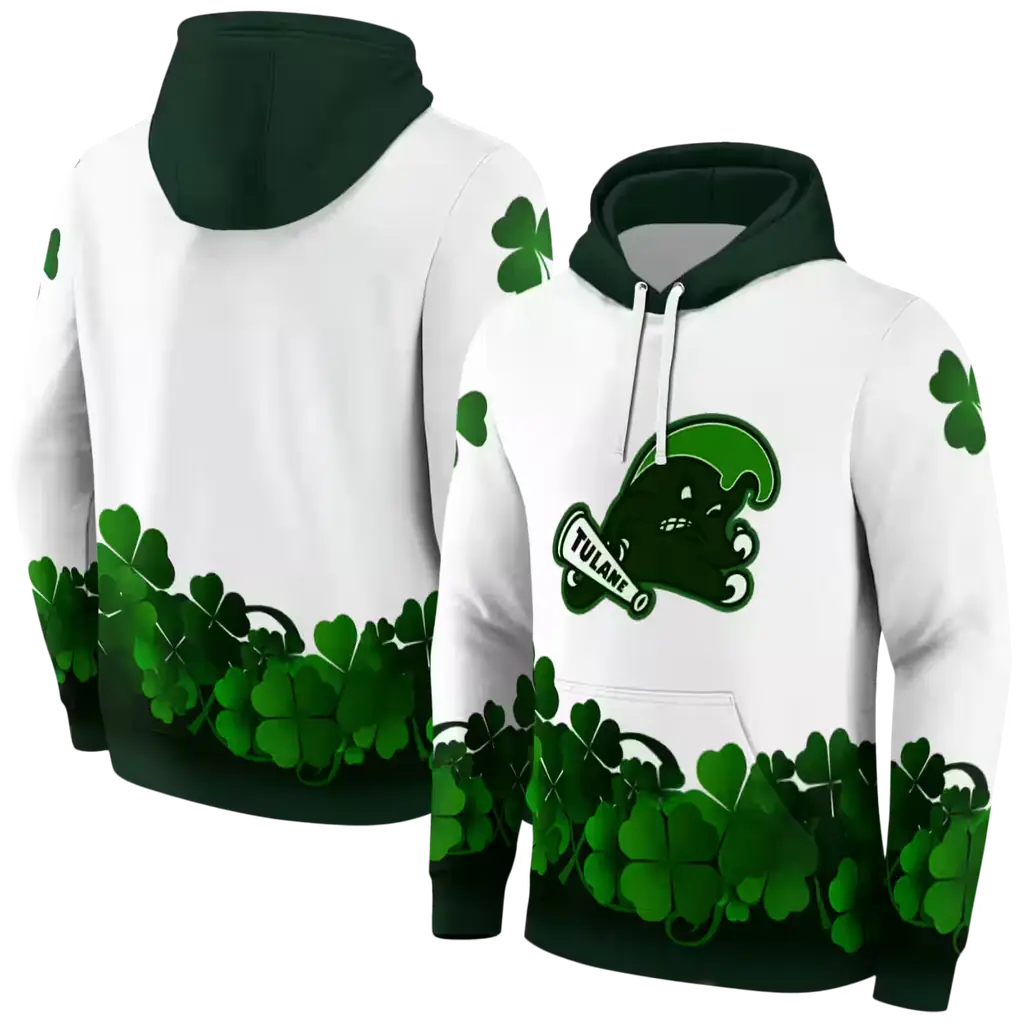 tulane green wave lucky motif white green hoodie fashion forward tulane green wave lucky motif white green hoodie fashion forward
