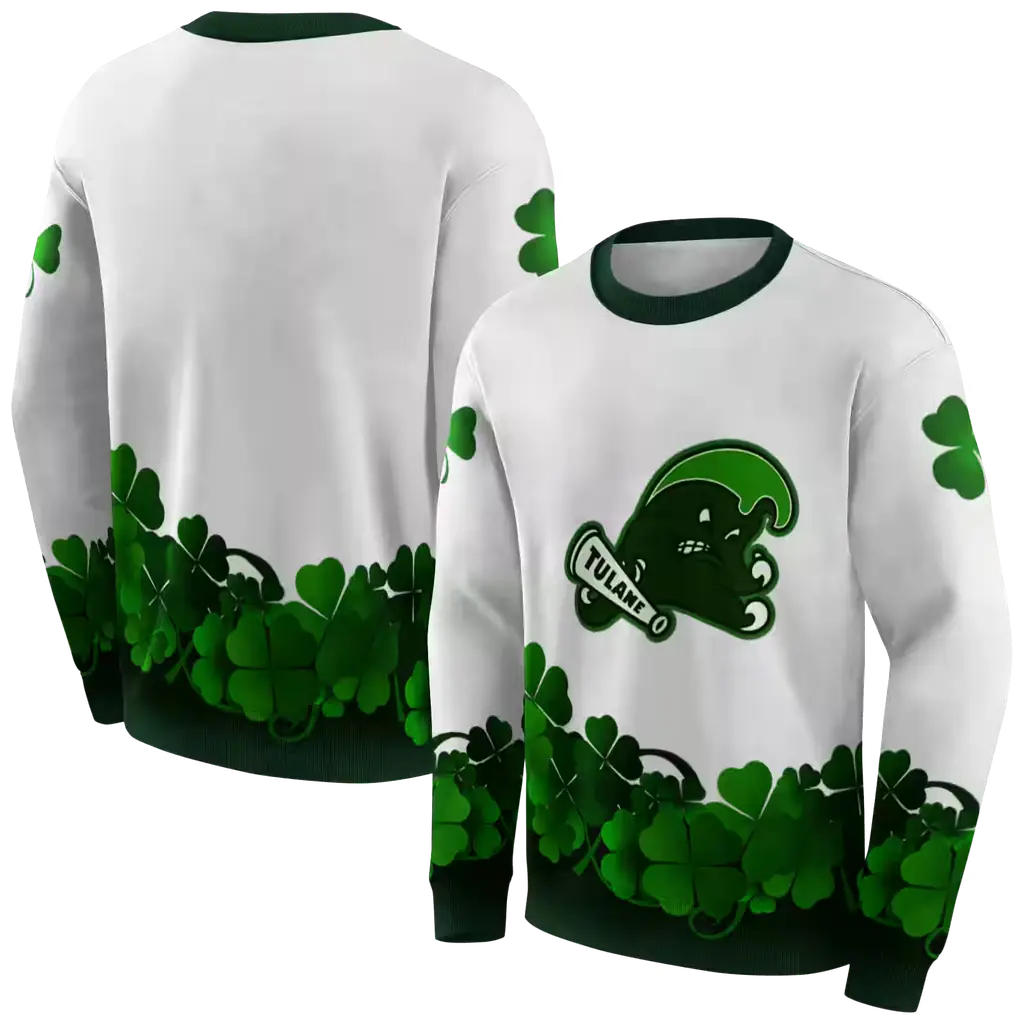 tulane green wave lucky motif white green hoodie premium grade tulane green wave lucky motif white green hoodie premium grade