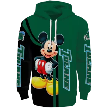 tulane green wave mickey mouse green black hoodie best selling