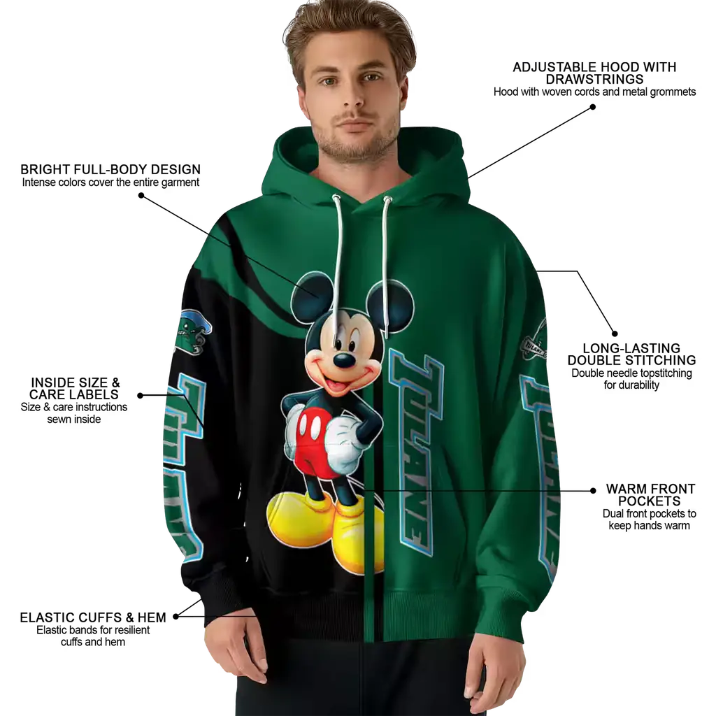 tulane green wave mickey mouse green black hoodie latest model tulane green wave mickey mouse green black hoodie latest model