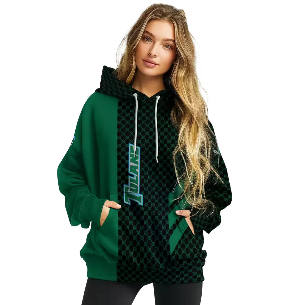tulane green wave monogram pattern green hoodie high quality tulane green wave monogram pattern green hoodie high quality