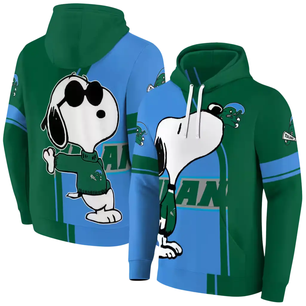 tulane green wave playful snoopy green hoodie fashion forward tulane green wave playful snoopy green hoodie fashion forward