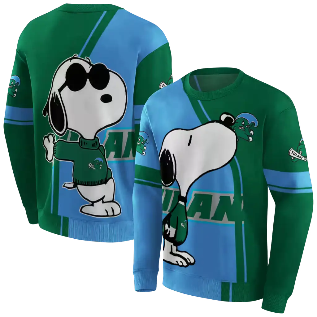 tulane green wave playful snoopy green hoodie premium grade tulane green wave playful snoopy green hoodie premium grade