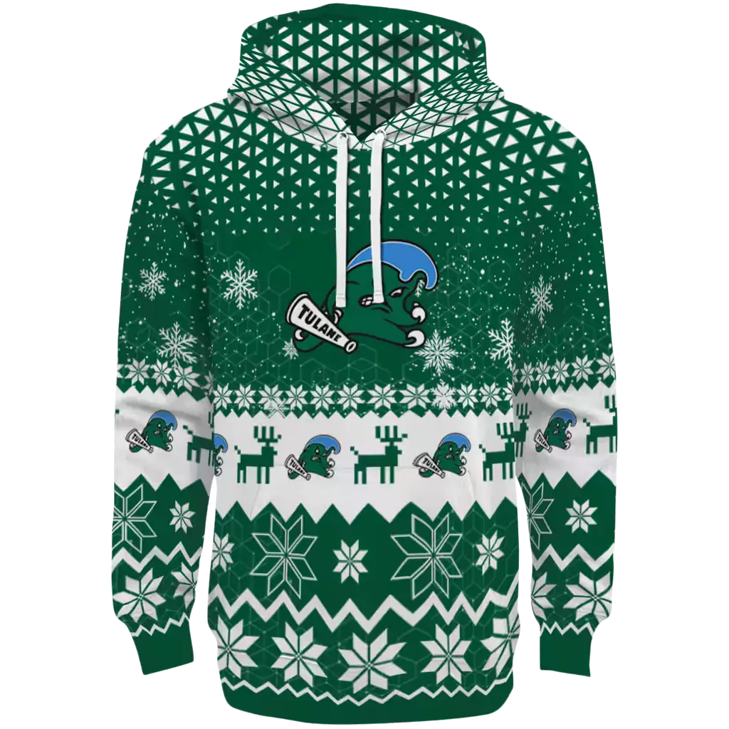 tulane green wave reindeer motif green hoodie best selling tulane green wave reindeer motif green hoodie best selling