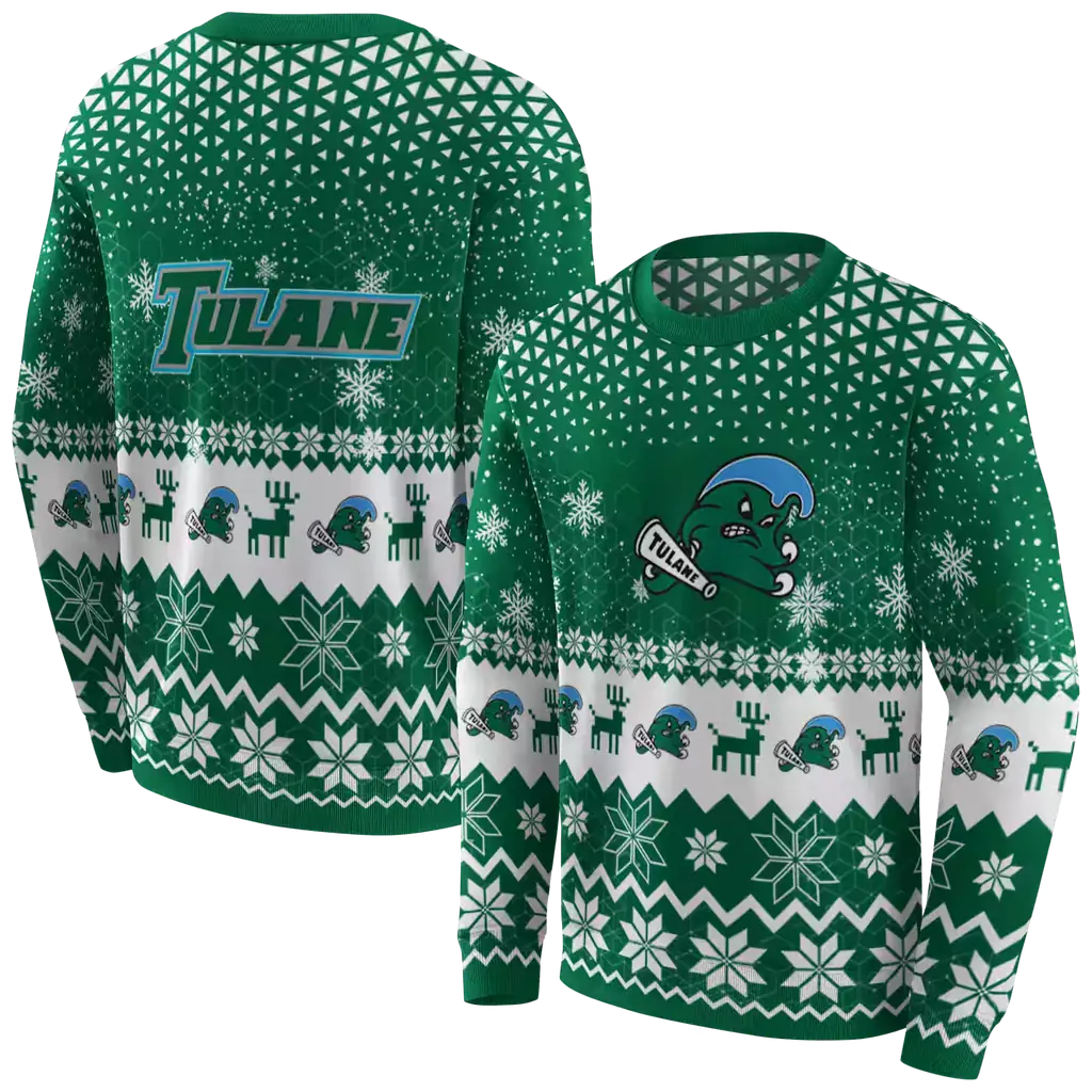 tulane green wave reindeer motif green hoodie premium grade tulane green wave reindeer motif green hoodie premium grade