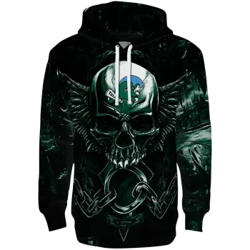 tulane green wave skull artwork green black hoodie best selling