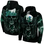 tulane green wave skull artwork green black hoodie best selling