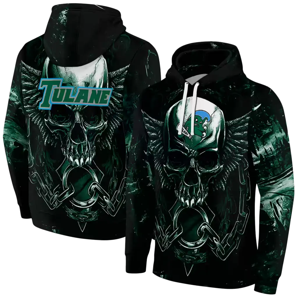 tulane green wave skull artwork green black hoodie fashion forward tulane green wave skull artwork green black hoodie fashion forward