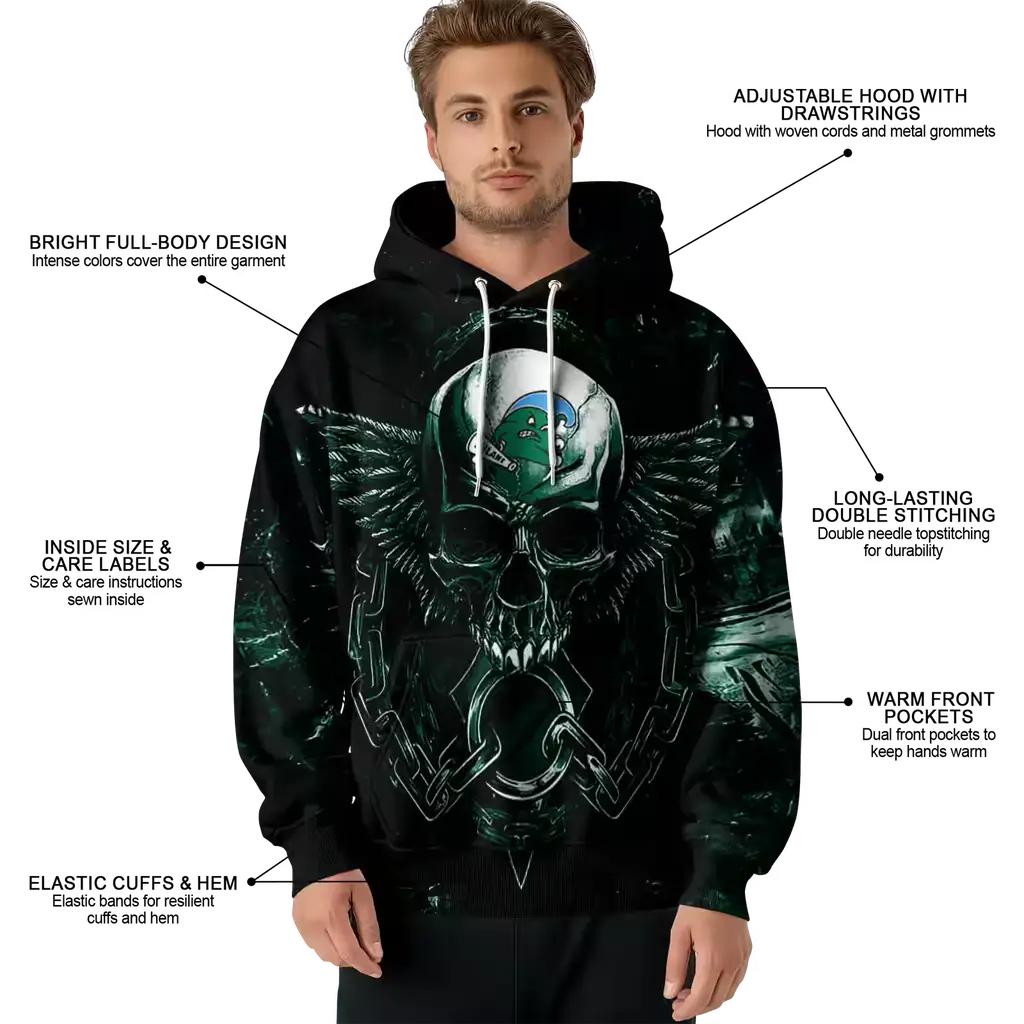 tulane green wave skull artwork green black hoodie latest model tulane green wave skull artwork green black hoodie latest model