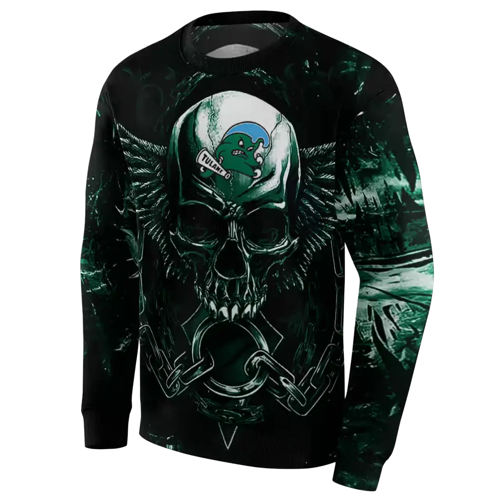 tulane green wave skull artwork green black hoodie new arrival tulane green wave skull artwork green black hoodie new arrival