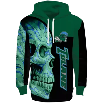 tulane green wave skull motif green black hoodie best selling