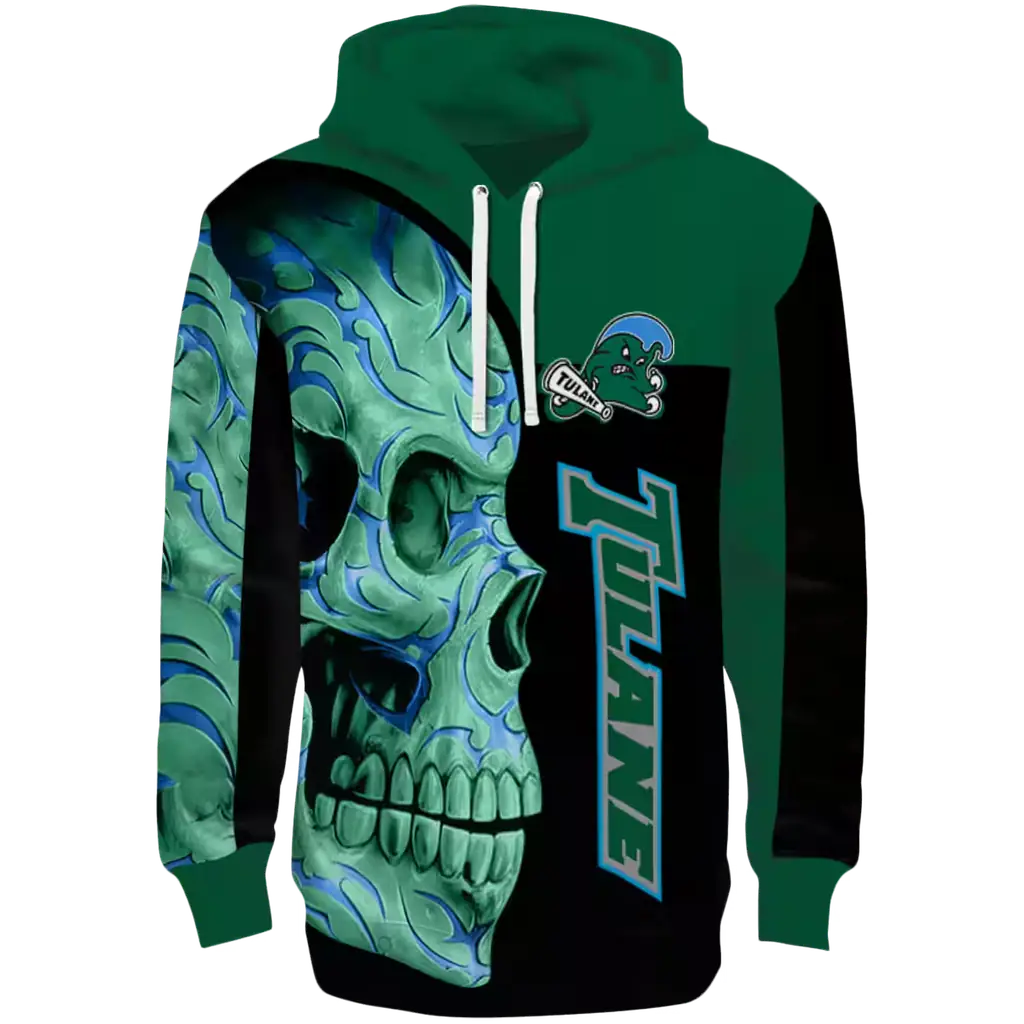 tulane green wave skull motif green black hoodie best selling tulane green wave skull motif green black hoodie best selling