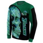 tulane green wave skull motif green black hoodie best selling