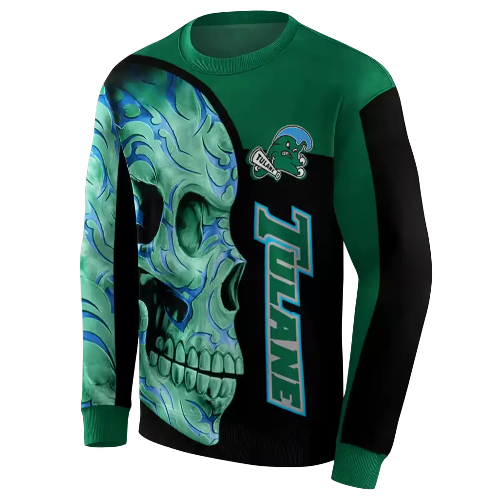 tulane green wave skull motif green black hoodie new arrival tulane green wave skull motif green black hoodie new arrival