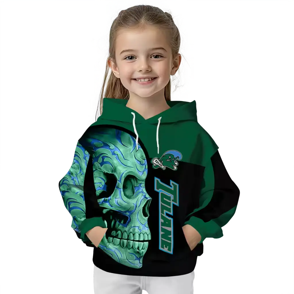 tulane green wave skull motif green black hoodie top rated tulane green wave skull motif green black hoodie top rated