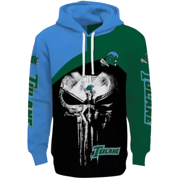 tulane green wave skull punisher blue black hoodie best selling