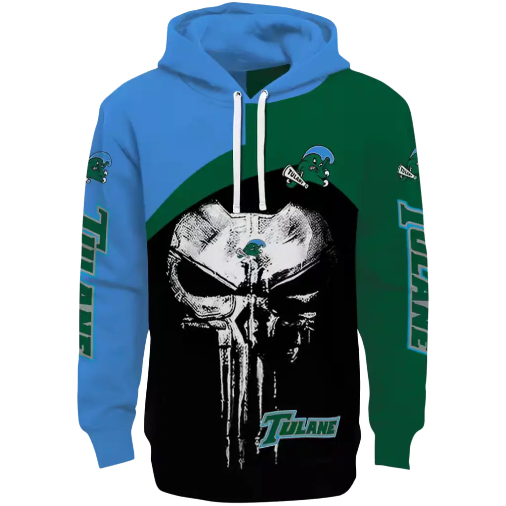tulane green wave skull punisher blue black hoodie best selling tulane green wave skull punisher blue black hoodie best selling