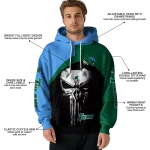 tulane green wave skull punisher blue black hoodie best selling