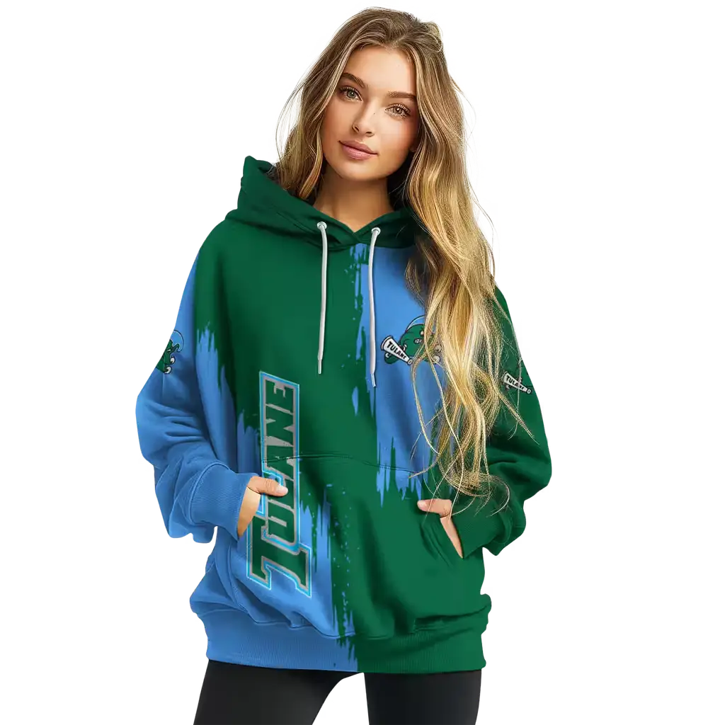 tulane green wave splatter effect green hoodie high quality tulane green wave splatter effect green hoodie high quality