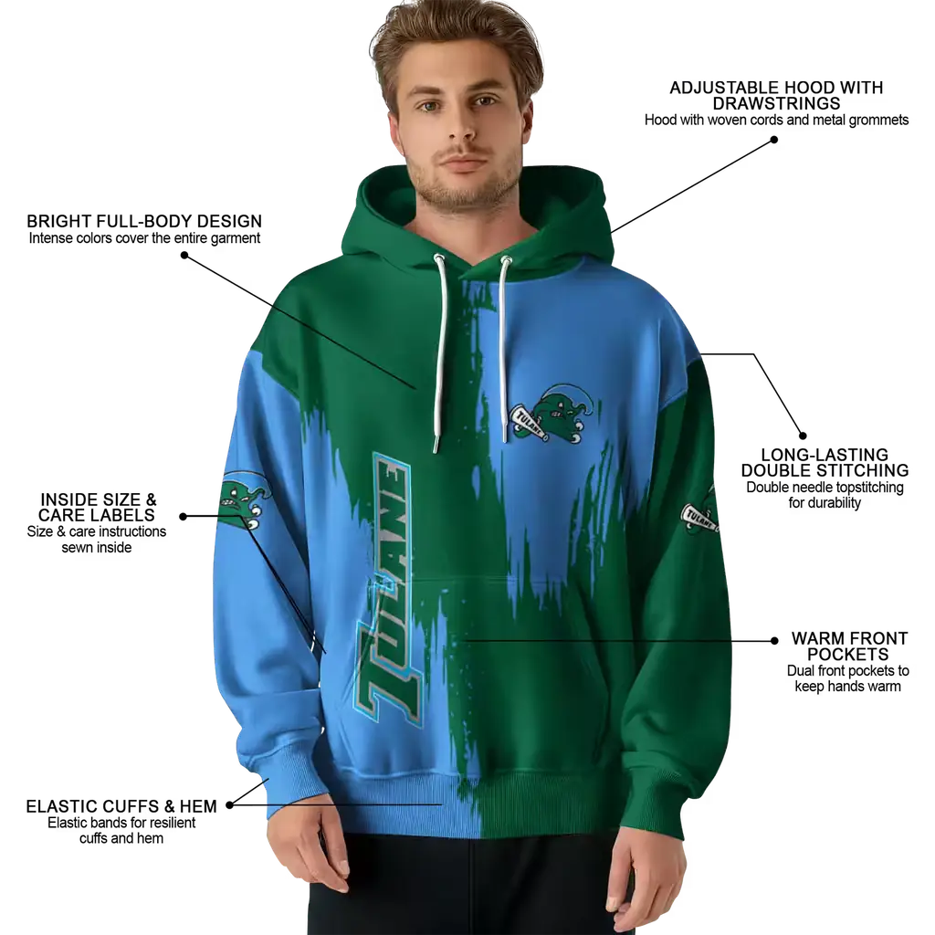 tulane green wave splatter effect green hoodie latest model tulane green wave splatter effect green hoodie latest model