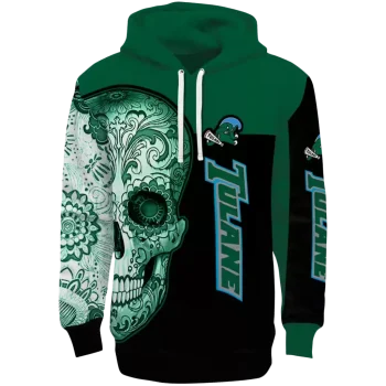 tulane green wave sugar skull green black hoodie best selling