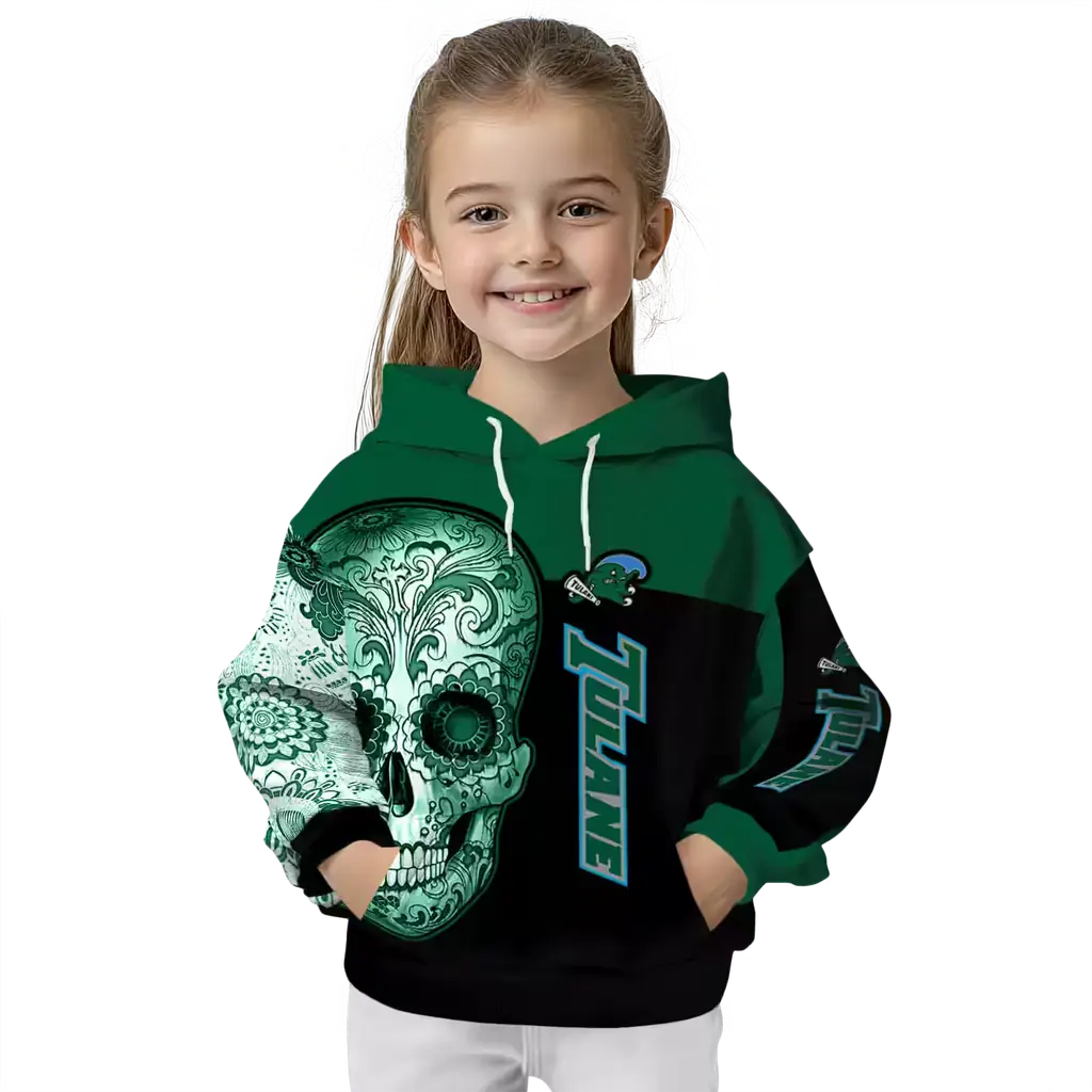 tulane green wave sugar skull green black hoodie top rated tulane green wave sugar skull green black hoodie top rated