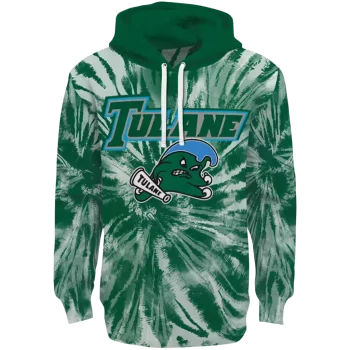tulane green wave tie dye pattern green hoodie best selling