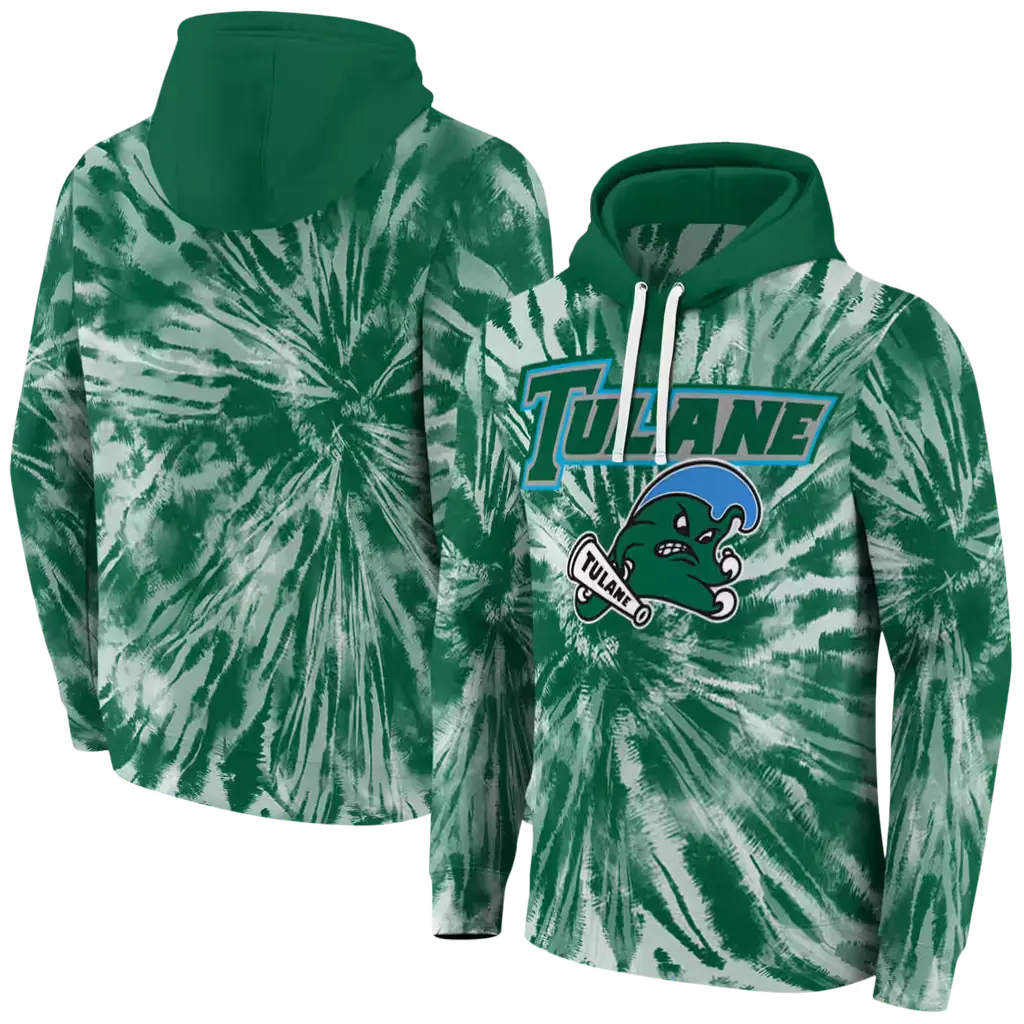 tulane green wave tie dye pattern green hoodie fashion forward tulane green wave tie dye pattern green hoodie fashion forward