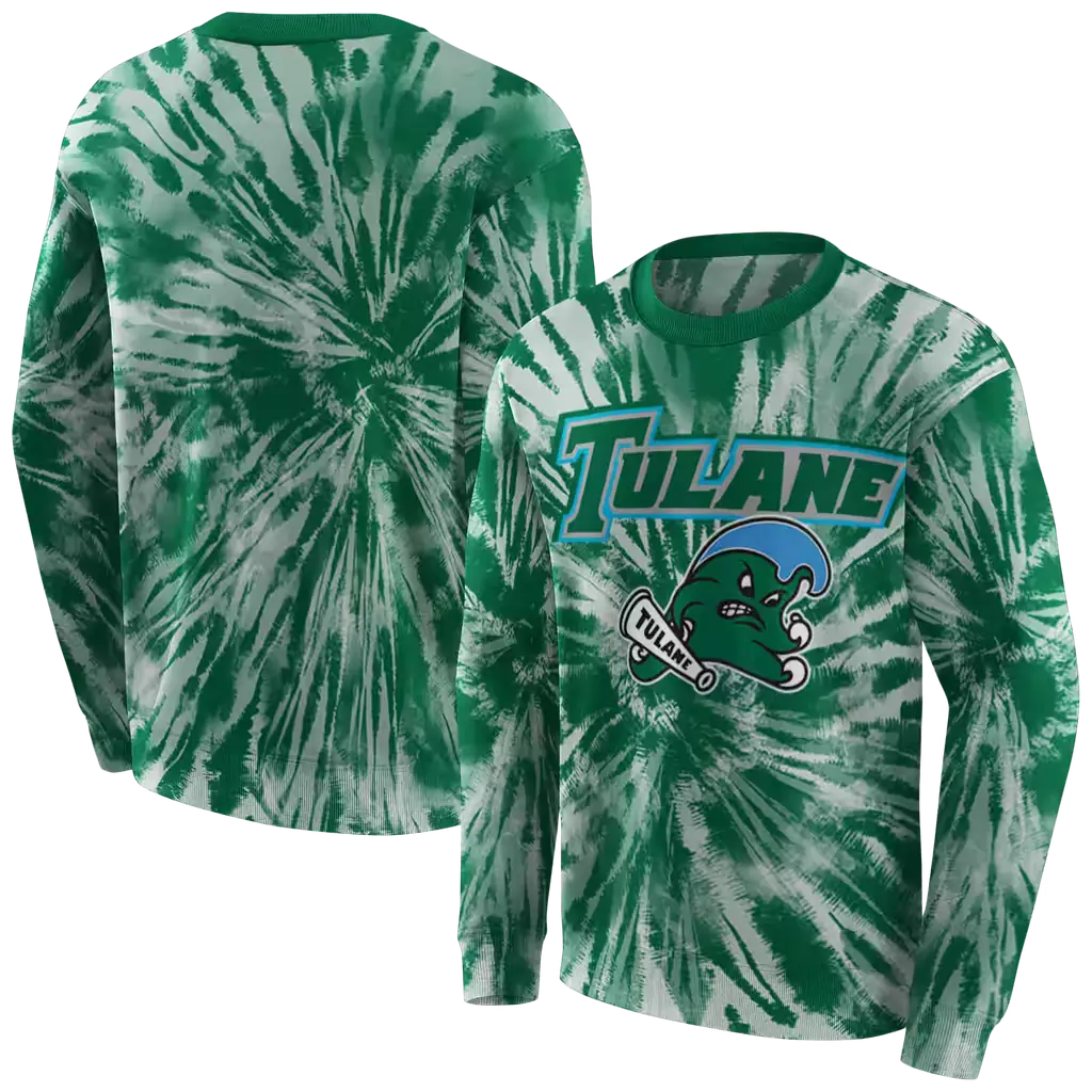 tulane green wave tie dye pattern green hoodie premium grade tulane green wave tie dye pattern green hoodie premium grade