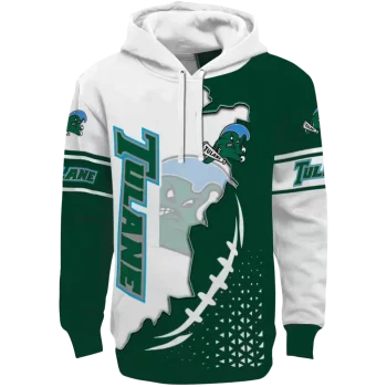 tulane green wave triangular pattern green white hoodie best selling