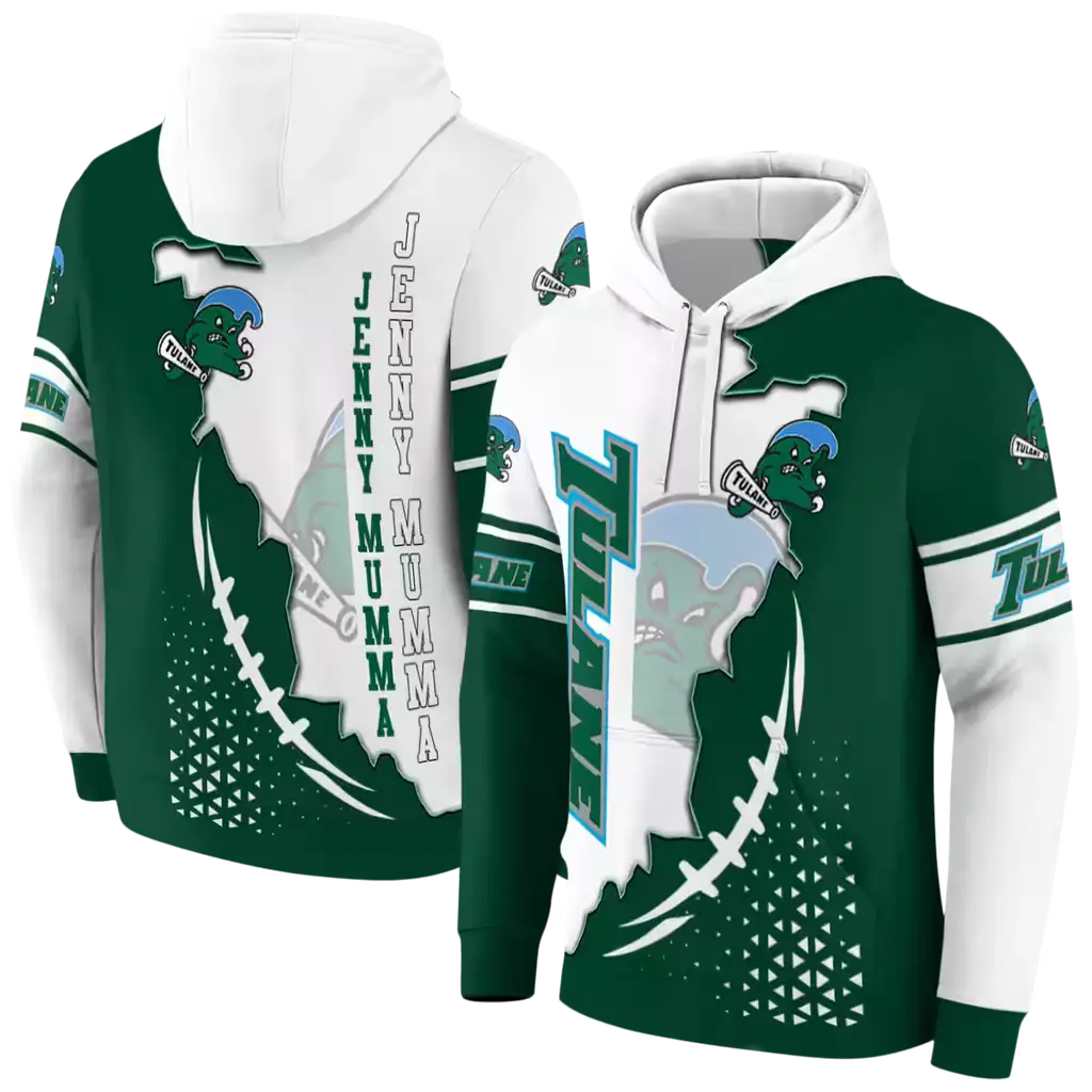 tulane green wave triangular pattern green white hoodie fashion forward tulane green wave triangular pattern green white hoodie fashion forward