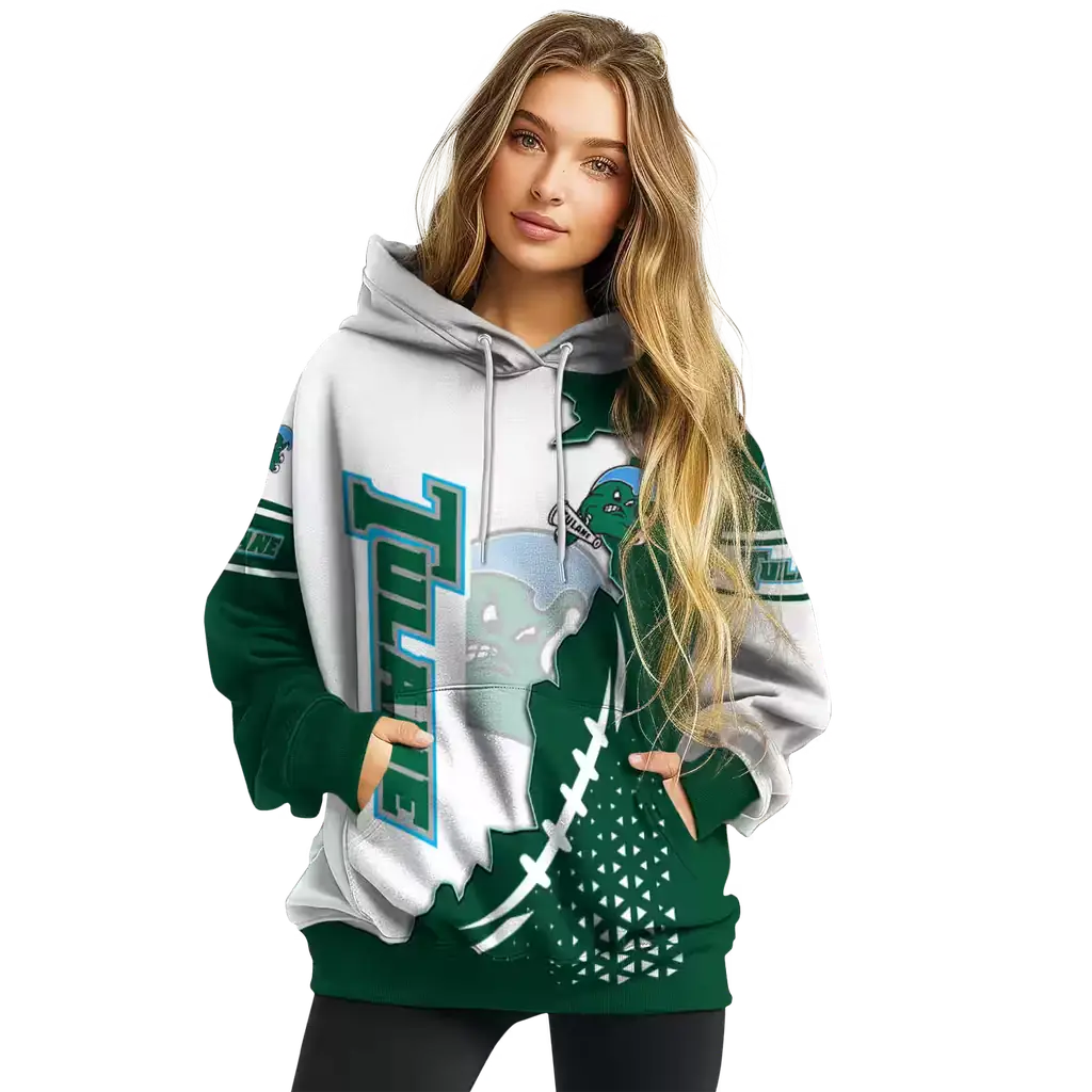 tulane green wave triangular pattern green white hoodie high quality tulane green wave triangular pattern green white hoodie high quality