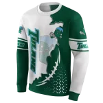 tulane green wave triangular pattern green white hoodie best selling