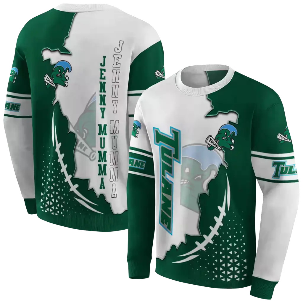 tulane green wave triangular pattern green white hoodie premium grade tulane green wave triangular pattern green white hoodie premium grade