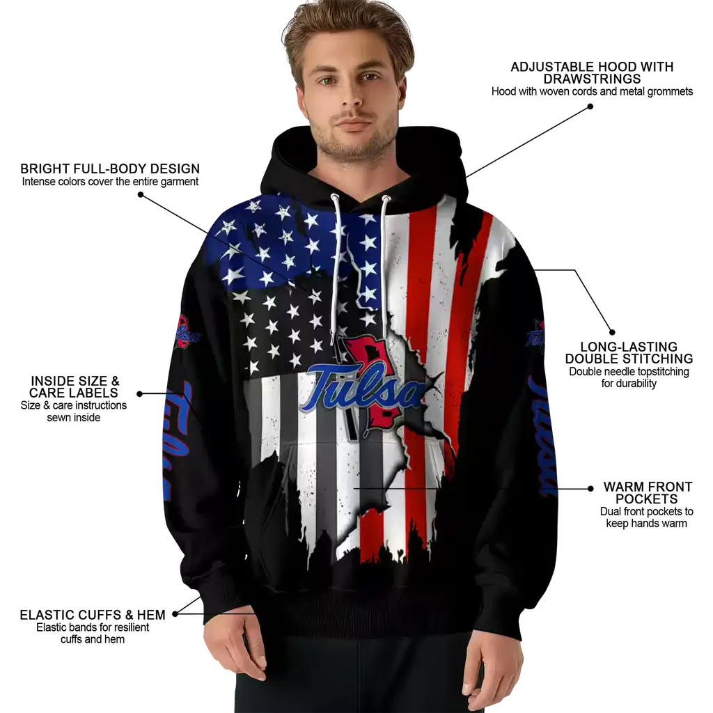 tulsa golden hurricane american pride black hoodie latest model tulsa golden hurricane american pride black hoodie latest model
