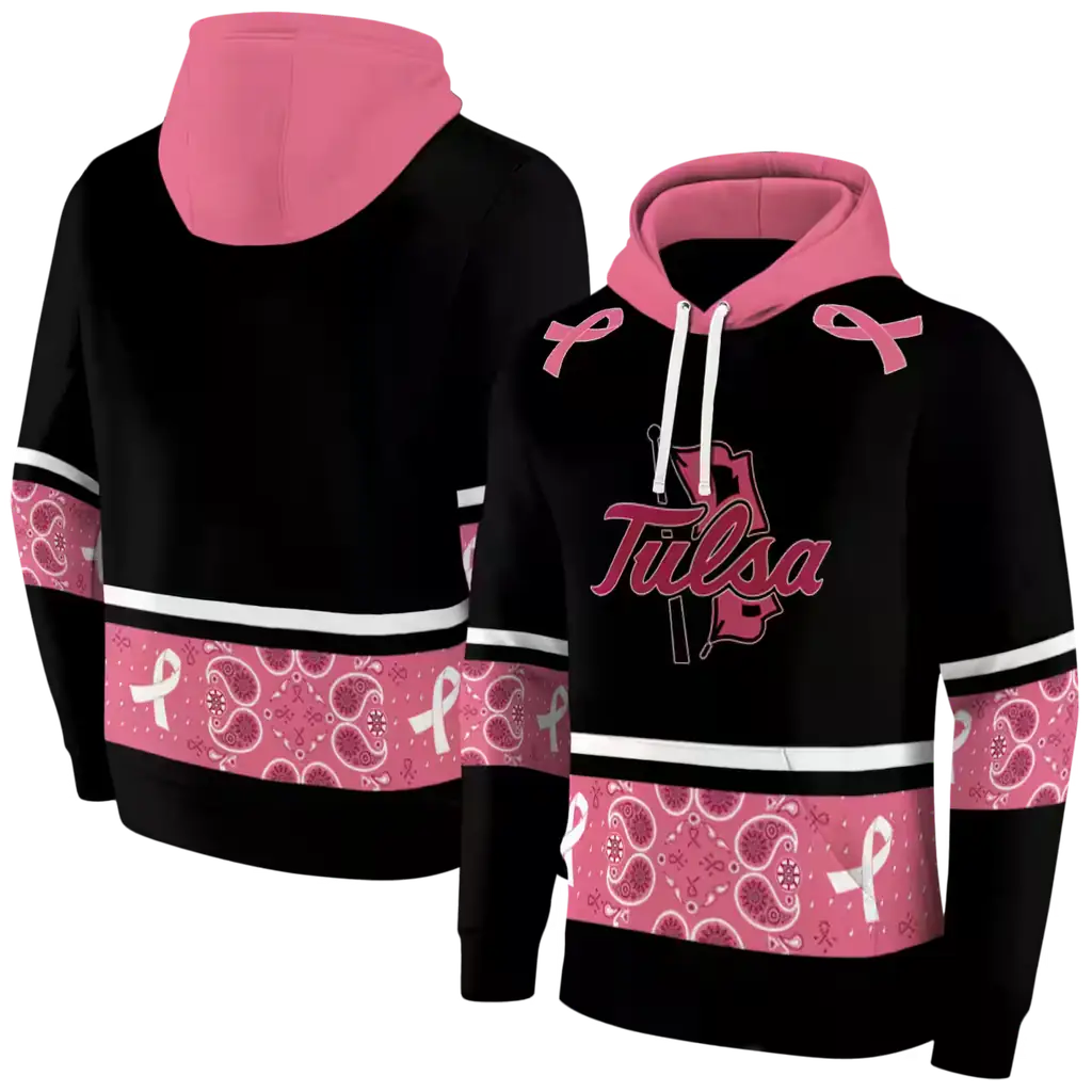 tulsa golden hurricane awareness ribbon black pink hoodie fashion forward tulsa golden hurricane awareness ribbon black pink hoodie fashion forward