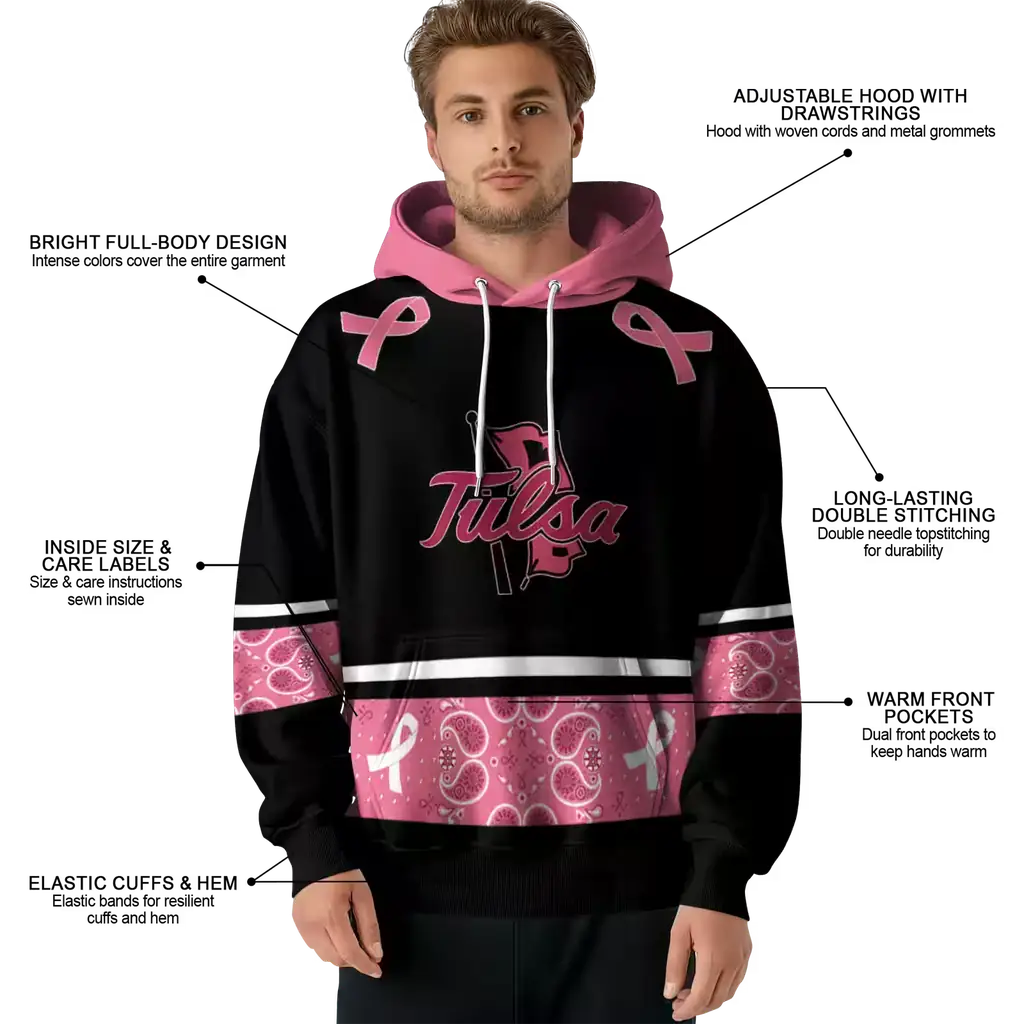 tulsa golden hurricane awareness ribbon black pink hoodie latest model tulsa golden hurricane awareness ribbon black pink hoodie latest model