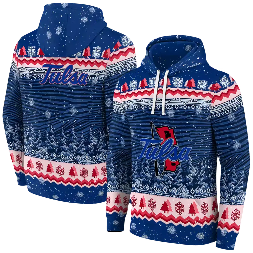 tulsa golden hurricane christmas trees blue hoodie fashion forward tulsa golden hurricane christmas trees blue hoodie fashion forward