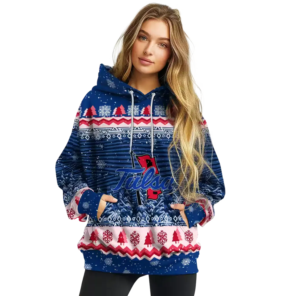 tulsa golden hurricane christmas trees blue hoodie high quality tulsa golden hurricane christmas trees blue hoodie high quality