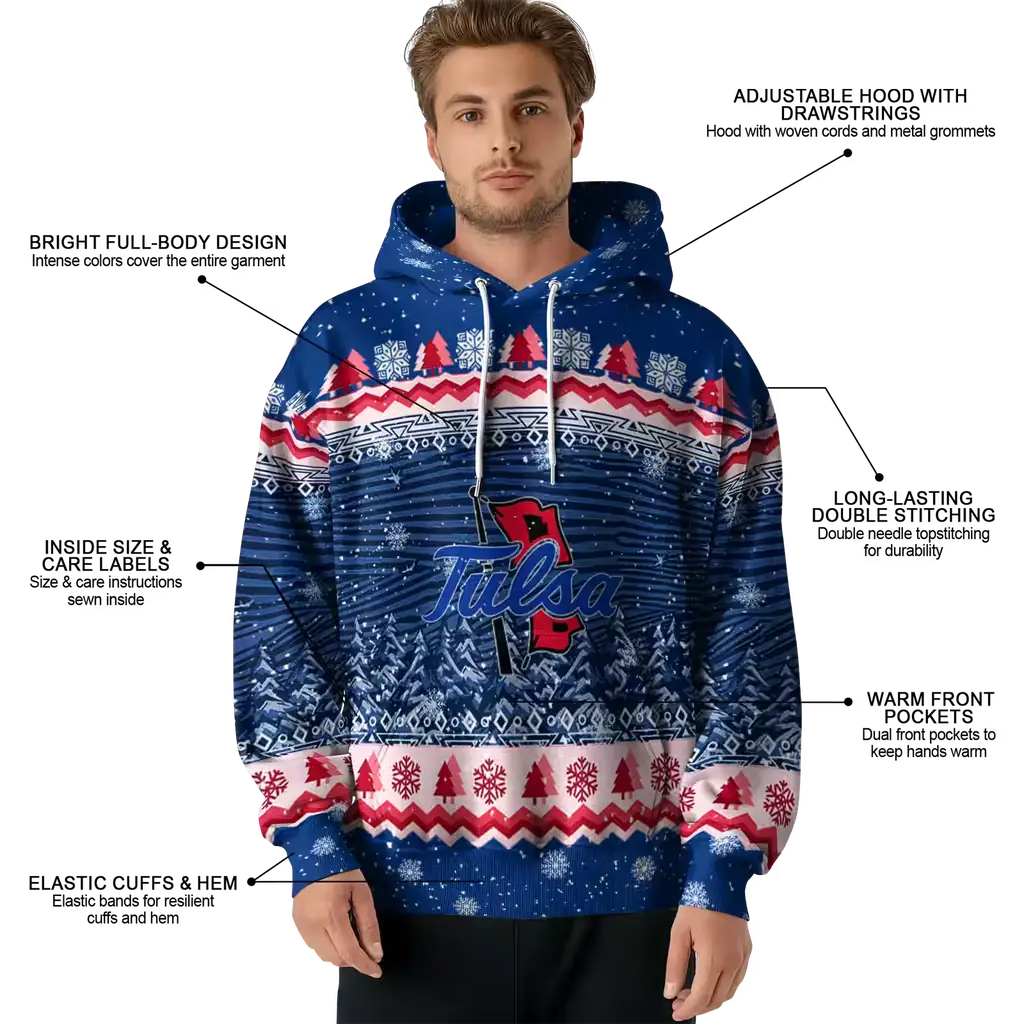 tulsa golden hurricane christmas trees blue hoodie latest model tulsa golden hurricane christmas trees blue hoodie latest model