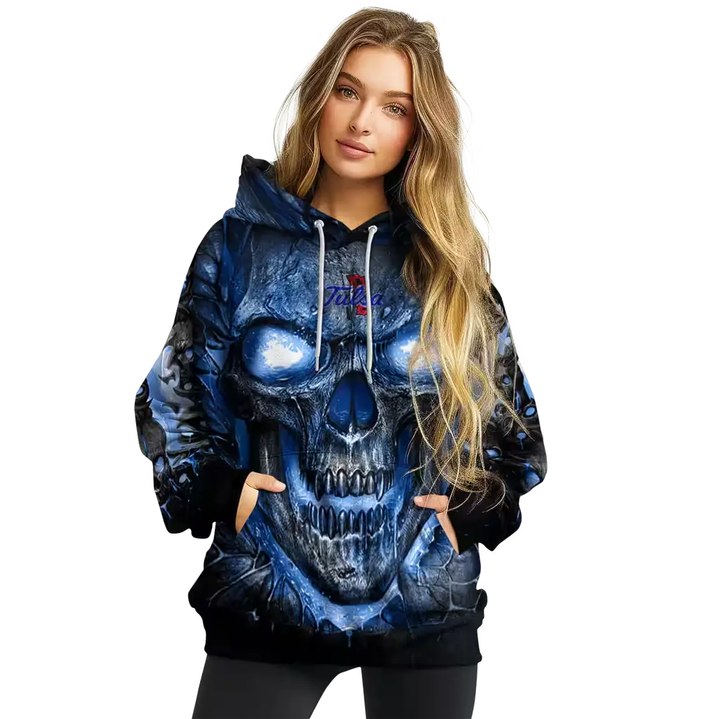 tulsa golden hurricane demonic skull blue black hoodie high quality tulsa golden hurricane demonic skull blue black hoodie high quality