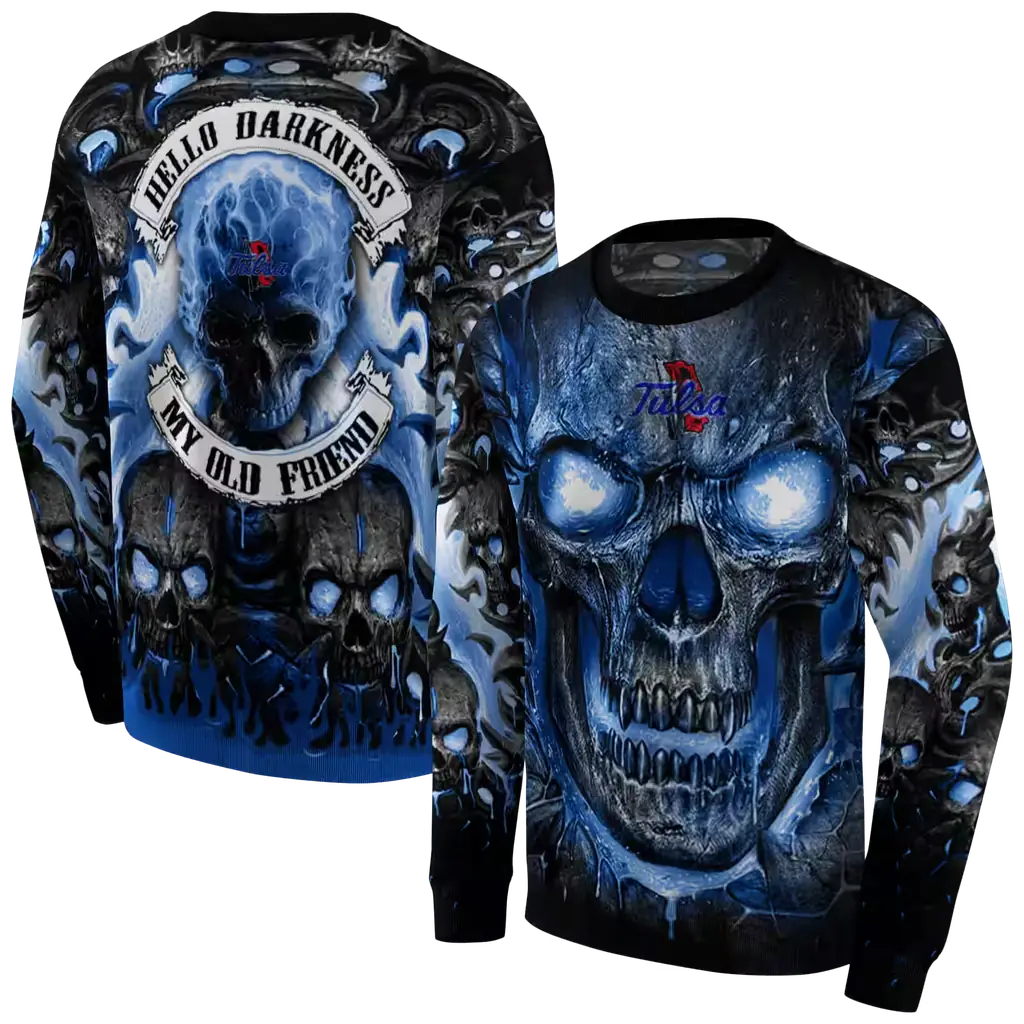 tulsa golden hurricane demonic skull blue black hoodie premium grade tulsa golden hurricane demonic skull blue black hoodie premium grade