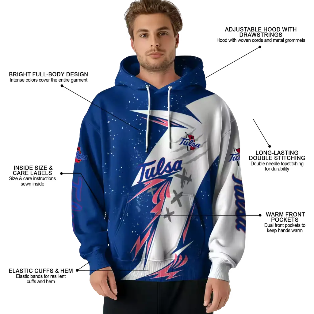 tulsa golden hurricane dynamic slash blue white hoodie latest model tulsa golden hurricane dynamic slash blue white hoodie latest model