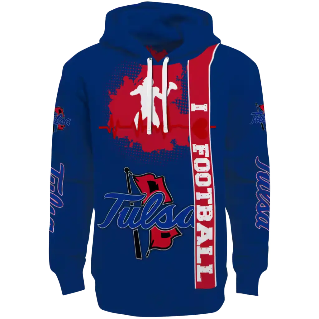 tulsa golden hurricane football heartbeat blue hoodie best selling tulsa golden hurricane football heartbeat blue hoodie best selling