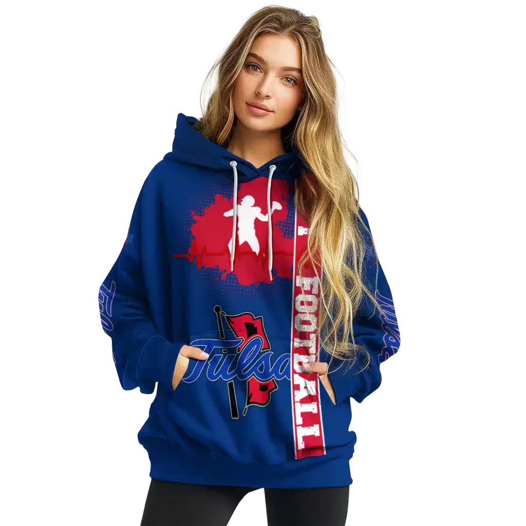 tulsa golden hurricane football heartbeat blue hoodie high quality tulsa golden hurricane football heartbeat blue hoodie high quality
